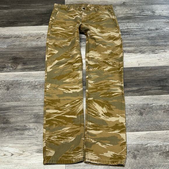 Levis 511‎ Green Cream Tan Mens 31x31 Slim Fit Camouflage Denim Jeans White Tab - Picture 1 of 13